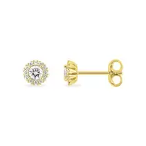 Pendientes de botón en oro amarillo 9K con diamantes creados de 0,25 ct