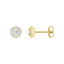 Pendientes de botón en oro amarillo 9K con diamantes creados de 0,40 ct
