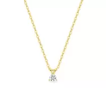 Collar de oro amarillo 9K con diamante creado 0,05 ct F-VS