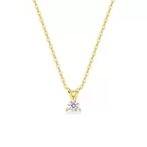 Collar de oro amarillo 9K con diamante creado 0,10 ct F-VS