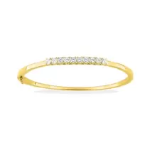 Pulsera rígida de oro amarillo de 9K con diamantes creados de 1,00 ct.