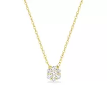 Collar de oro amarillo 9K con copo de nieve 5 diamantes creados 0,15 ct F-VS