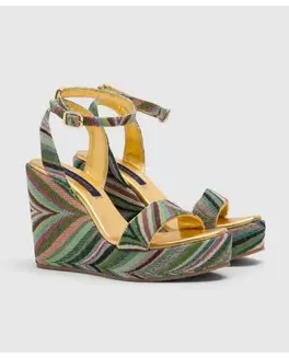 SANDALIA CUÑA CASARES TEXTIL MULTICOLOR