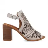 Sandalias tacón walk & fly de piel troquelada con talón descubierto