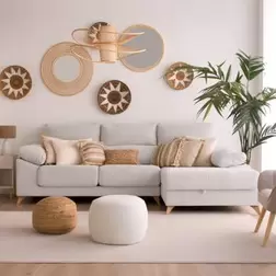 Dandy sofá chaise longue derecha 4 plazas beige con almacenaje