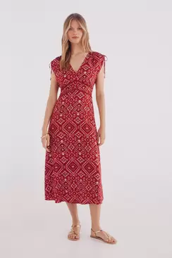 Vestido midi lace insertado