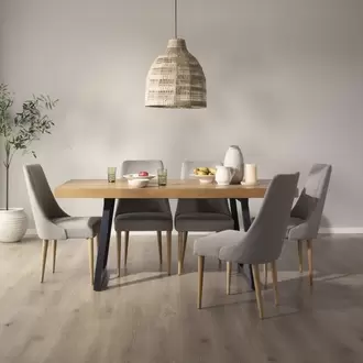 Amaia mesa de comedor rectangular de madera maciza de mango y metal gris antracita