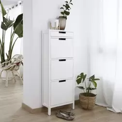 Orus zapatero estrecho colgante de madera maciza lacada en blanco