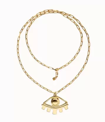 Long pendant chain necklace with central eye