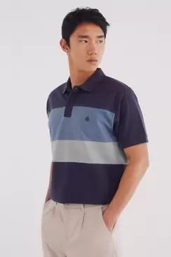 Polo piqué bloques color regular fit