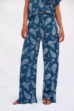 Printed wide-leg trousers