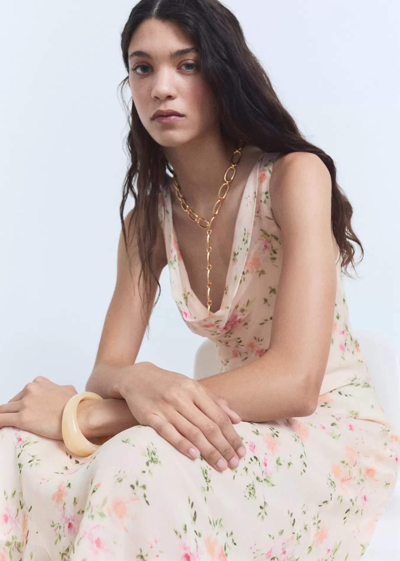 Vestido drapeado estampado floral