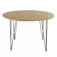 Caramba - Table de jardin ronde en acacia massif et métal noir 4 personnes D120