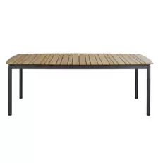 Guam - Table de jardin extensible en bois de teck massif et aluminium gris anthracite 10/12 personnes L220/300