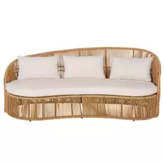 Philae - Canapé de jardin 3 places en résine recyclée et coussins en polyester recyclé beige