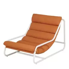 Ozanne - Fauteuil de jardin en métal blanc et toile brique recyclée