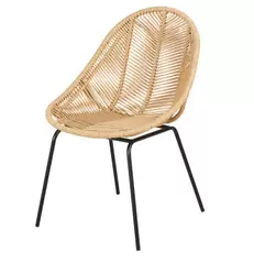 Cenote - Chaise de jardin en acier noir et résine recyclée beige