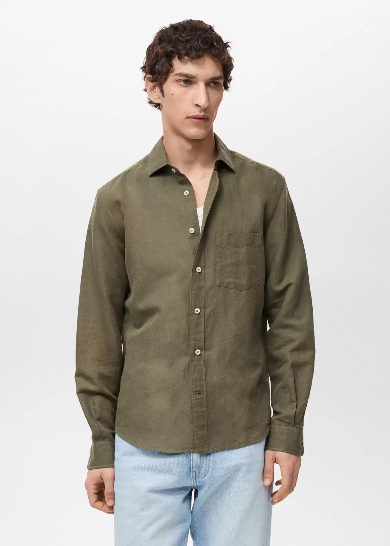 Camisa lino bolsillo