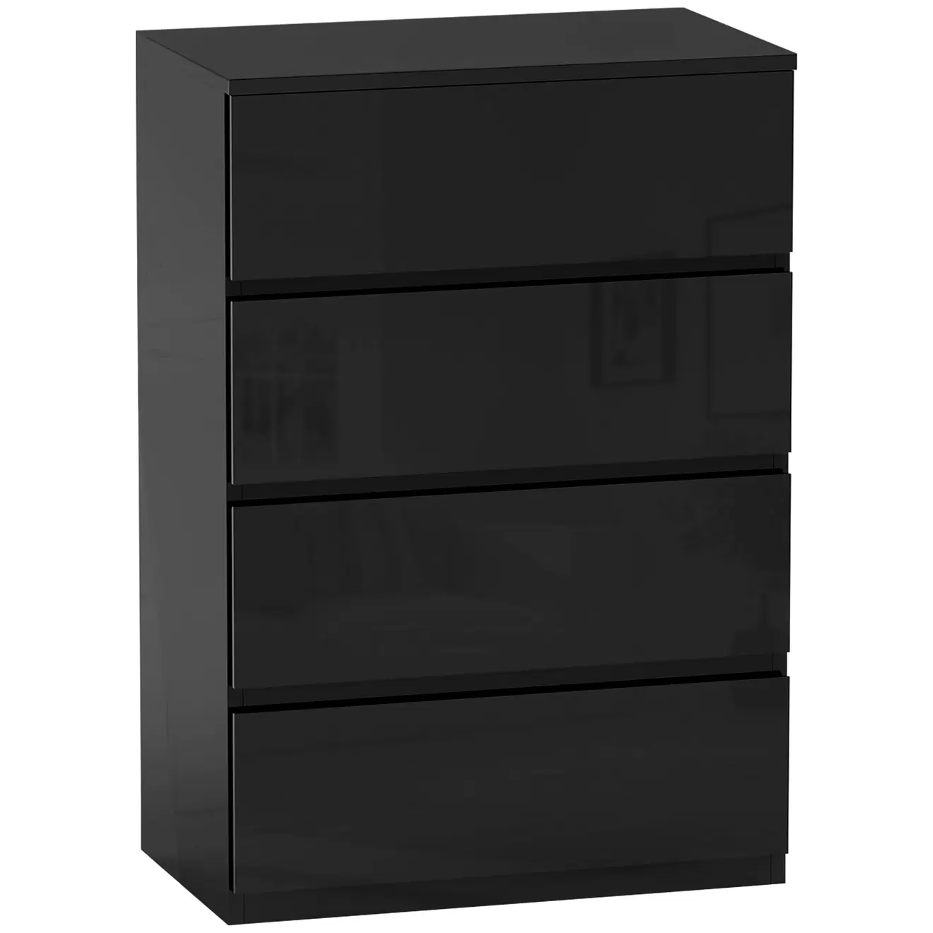 Cómoda Noche Homcom 4 cajones negro 80x55x34 cm