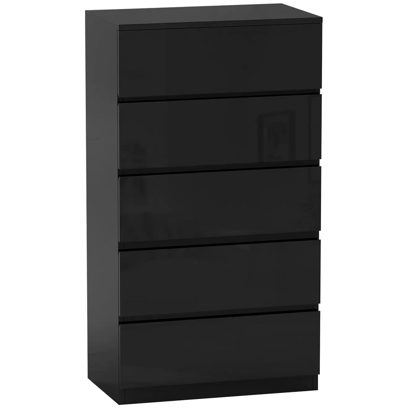 Cómoda Noche Homcom 5 cajones negro 100x55x34 cm