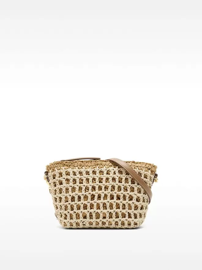Braided crossbody bag with straw effect