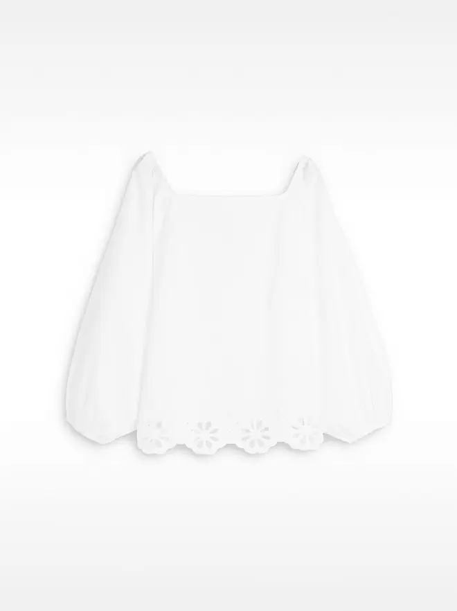 Blouse 100% cotton with puff sleeves