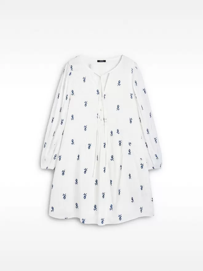 Short dress with embroidery 100% cotton