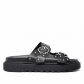 Sandalias planas owel dunedin negras con doble banda y hebilla