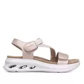 Sandalias plataformas amarpies nude con tira elástica, cierre con velcro y suela chunky