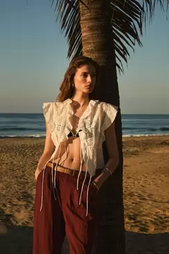 Openwork cotton top