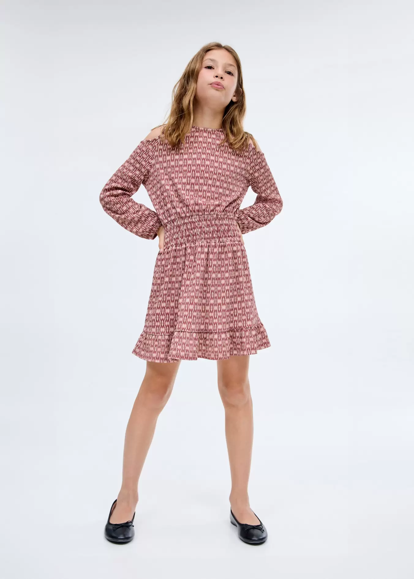 Vestido fruncido estampado