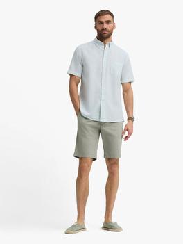 CAMISA LINO M.CORTA RAYAS VERDE AGUA
