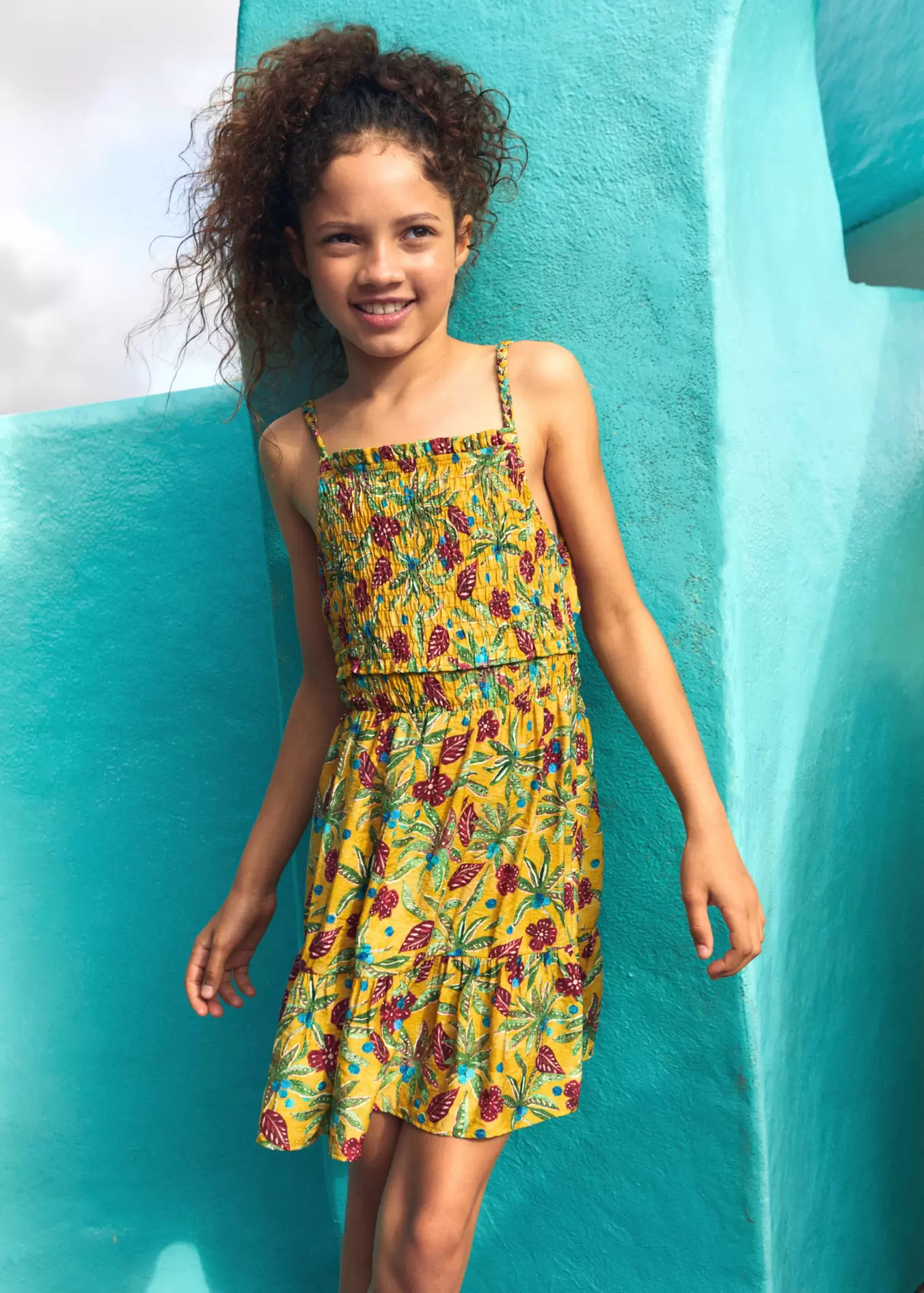 Vestido fruncido estampado