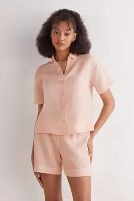 Camisa de Manga Corta en Tela de Lino The Pure Lin...