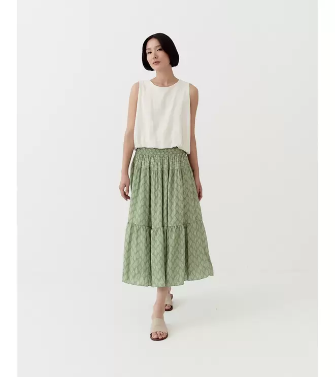FALDA LARGA VOLANTES ESTAMPADA