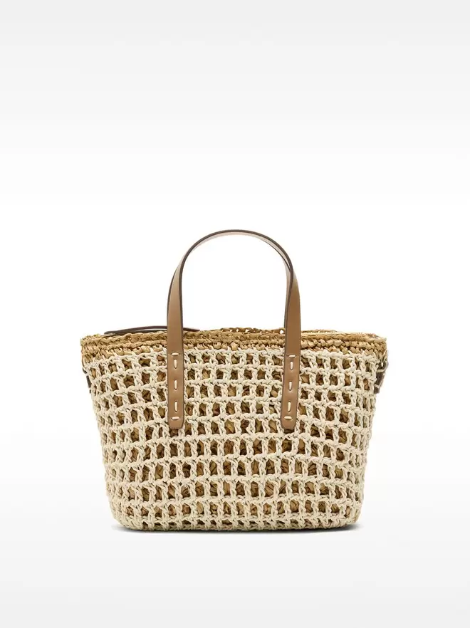 Braided tote bag with straw effect