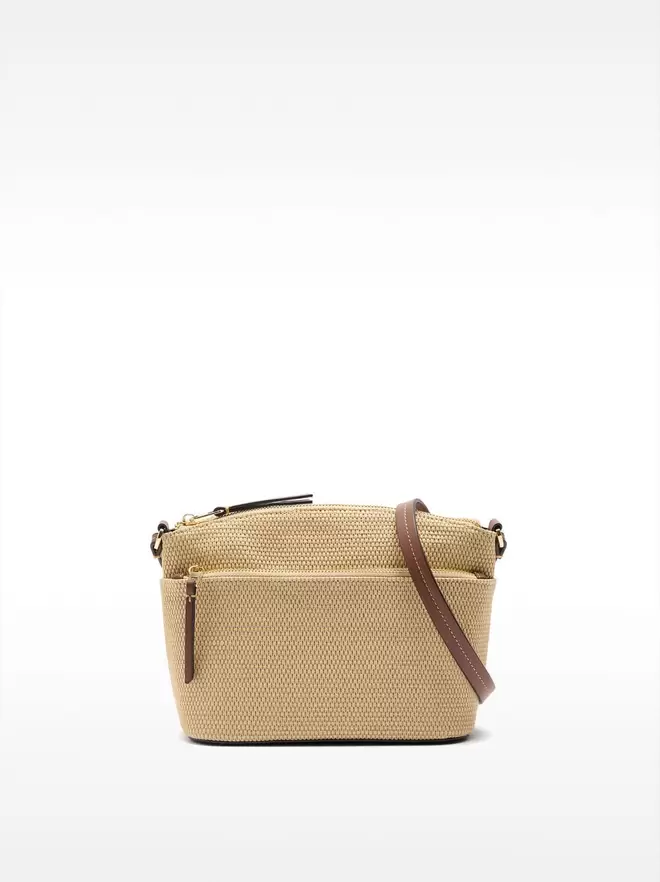 Raffia effect crossbody bag