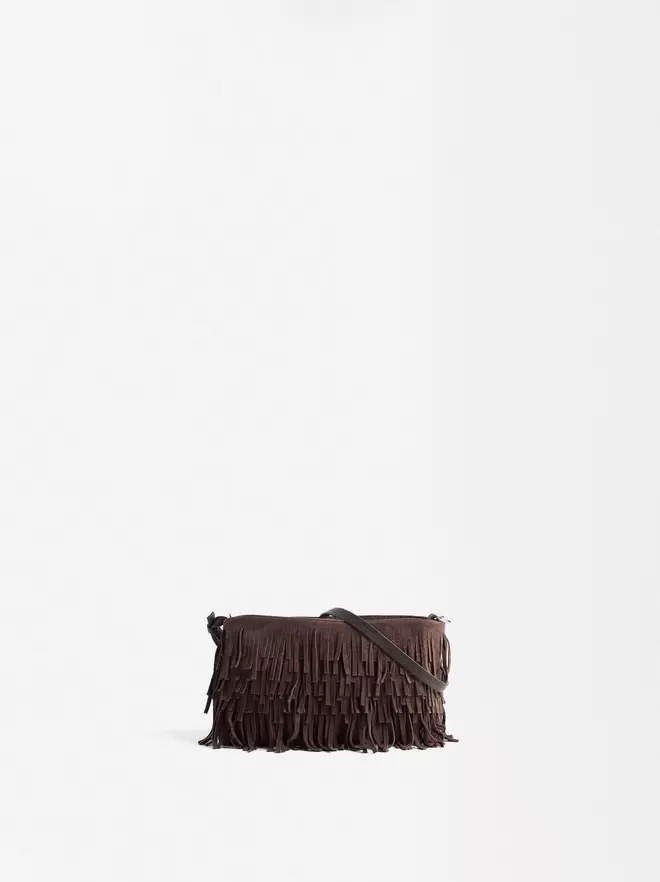 Fringe leather shoulder bag
