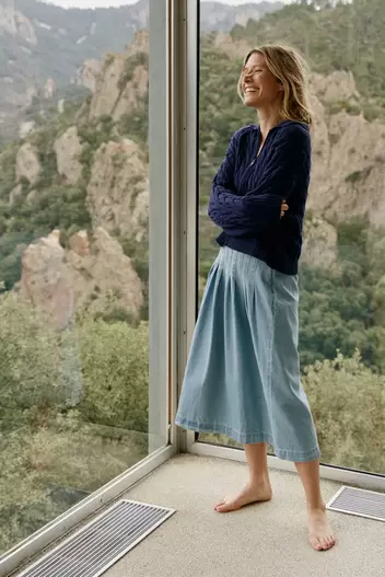 FALDA DENIM PLIEGUES