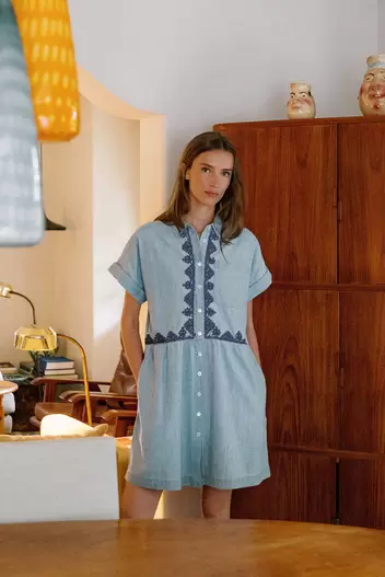 VESTIDO CAMISERO BORDADO