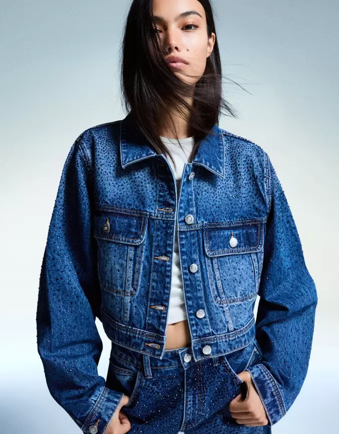 Cazadora denim brillo