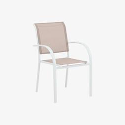 Silla de jardín de aluminio y textilene blanca Tabarca 56x62x88cm