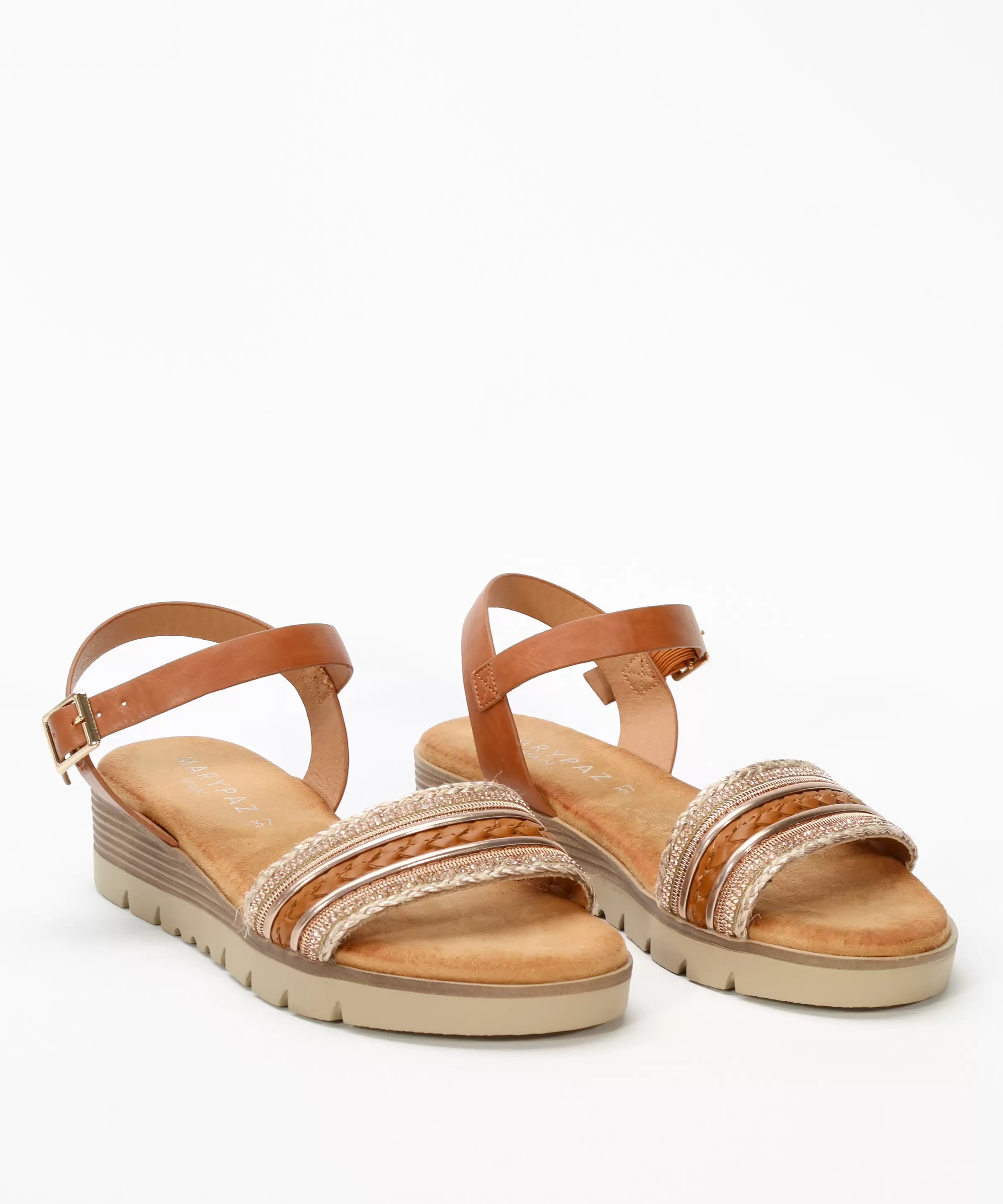 Sandalias planas combinadas brillo