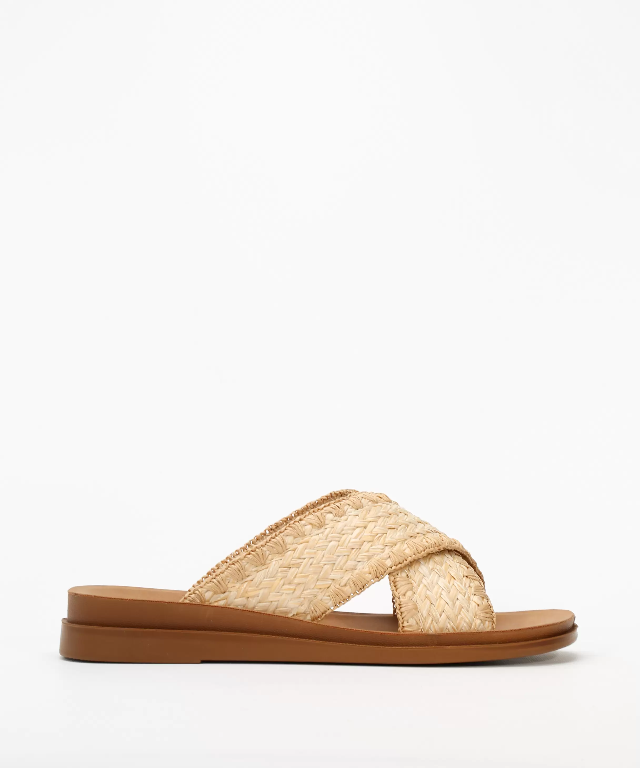 Sandalias planas tiras cruzadas rafia