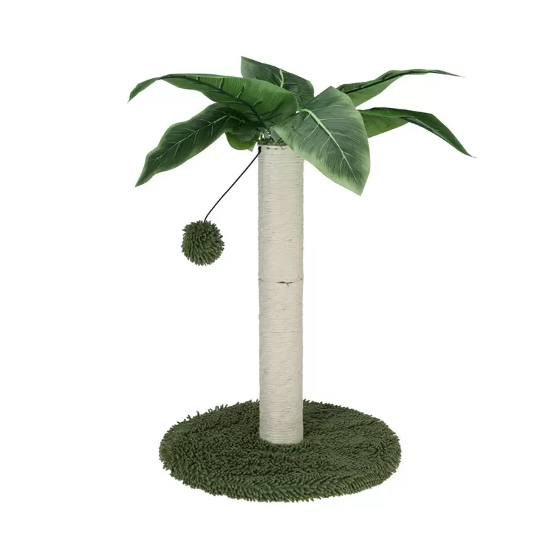 Rascador para gatos diseño palmera con bola verde Ø35x50 cm