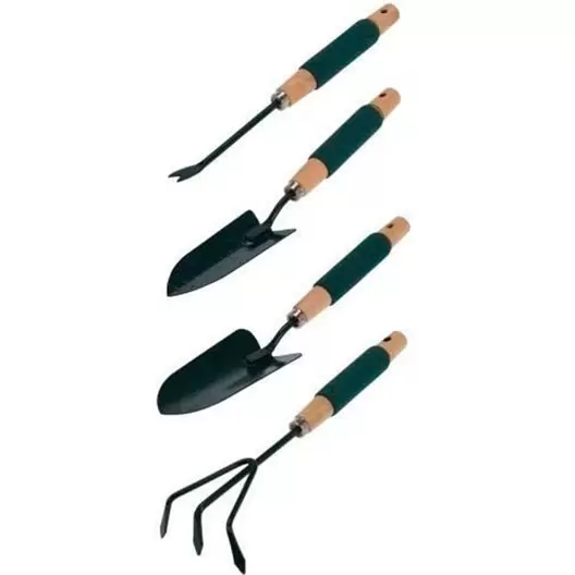 Set de 4 accesorios de jardinería Garden Tools con mango de espuma verde/natural