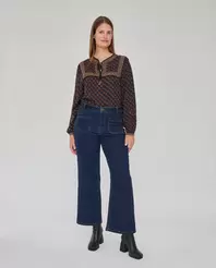 PANTALON DENIM BOLSILLOS PLASTRON AZUL OSCURO