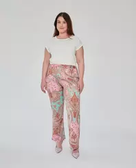 PANTALÓN PIJAMERO ESTAMPADO CINTURA ELÁSTICA ROSA