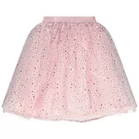 Falda corta unicolor rosa de tul con brillantes lentejuelas para niña