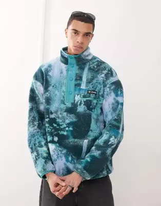 Polar azul estampado con media tapeta de botones de presión Helvetia II de Columbia